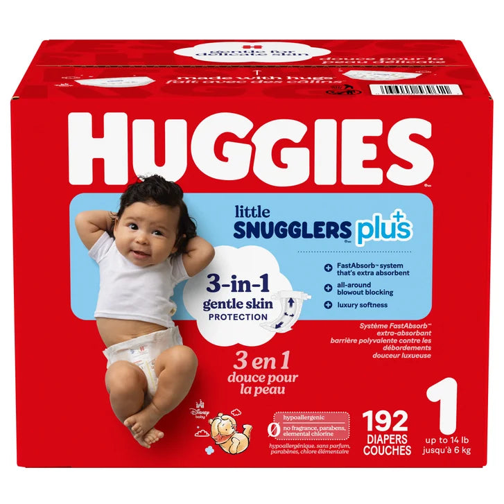 Huggies Little Snugglers Plus Diapers, Sizes 1 - 2 L6