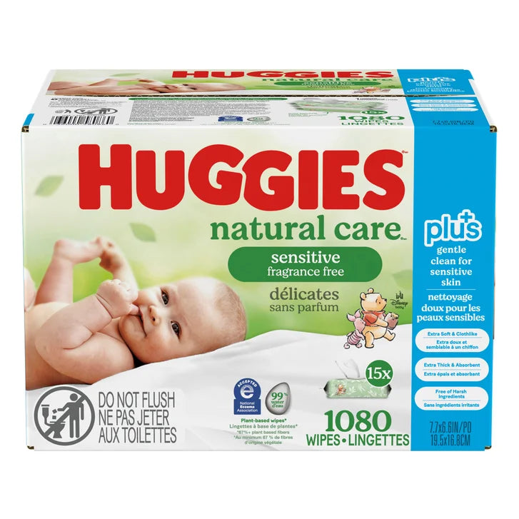 Huggies Natural Care Plus Wipes, 15-packs of 72 W4