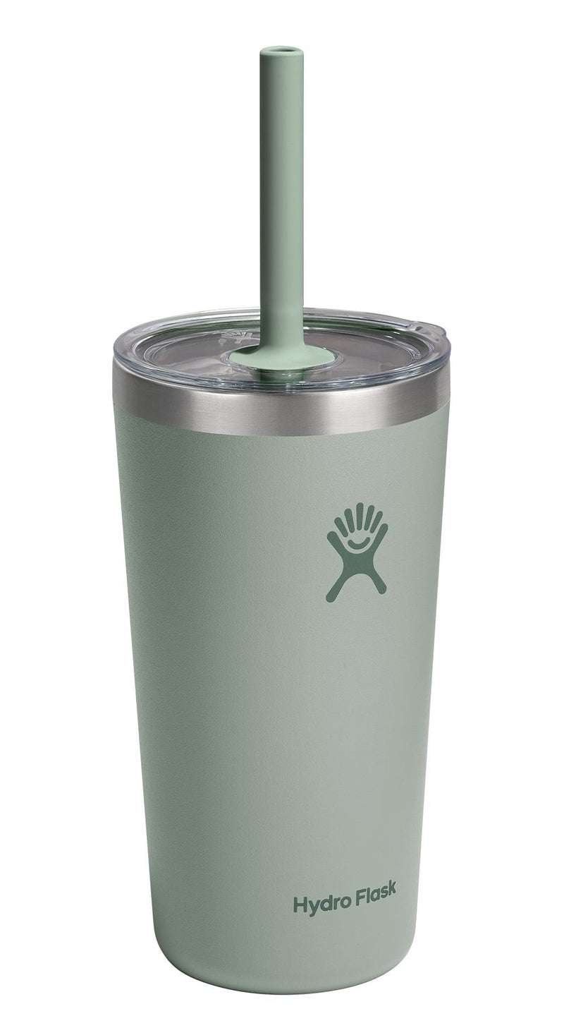 Hydro Flask Stainless Steel Insulated All Around Tumbler with Clear Press-In Straw Lid, Agave, 20-oz Z2