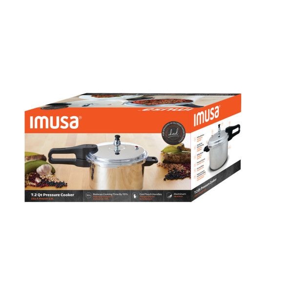 Imusa Stovetop Pressure Cooker, Aluminum, 7-qt