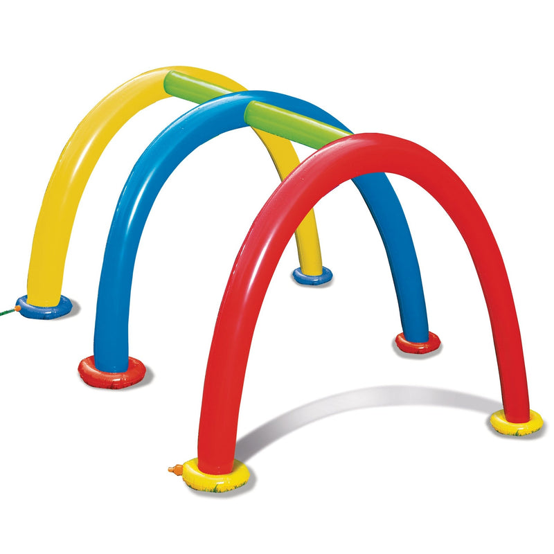 Inflatable Splash Tunnel Water Sprinkler, Yellow/Blue/Red, Ages 3+, for Beach/Pool Fun Activities S5