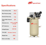 Ingersoll Rand 80-Gallon Vertical Air Compressor, 175 PSI, 7.5 HP
