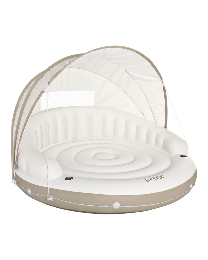 Intex Off White Canopy Inflatable Pool Island Multi Person Float with Detachable Sun Shade I1