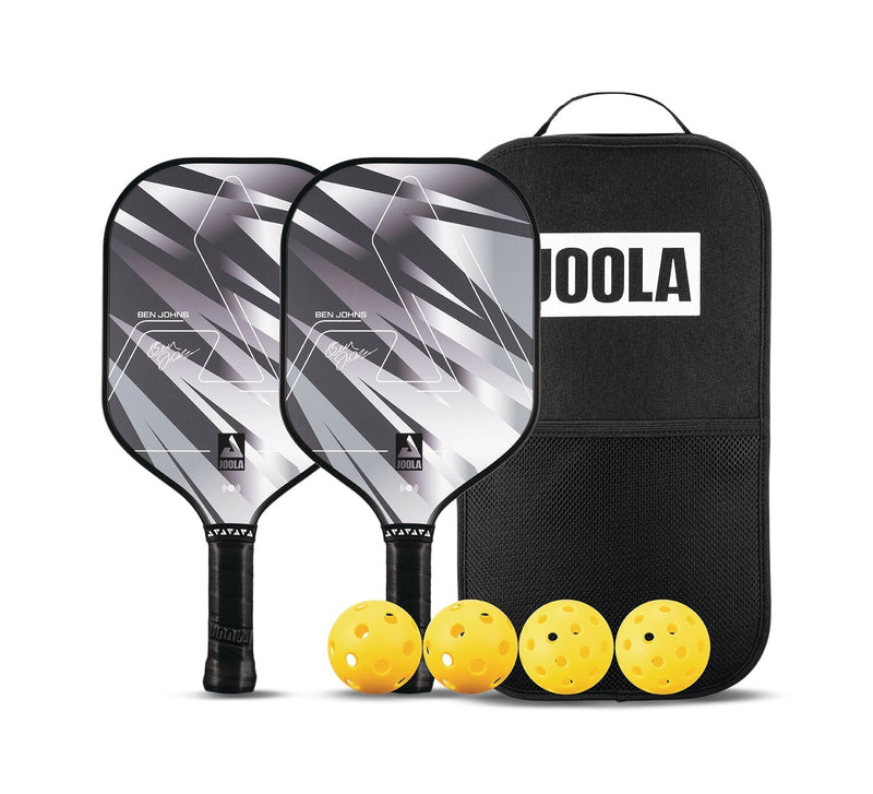 Joola Ben Johns Silver Lightning 10mm Pickleball Paddle & Indoor/Outdoor Ball Set, Black H7