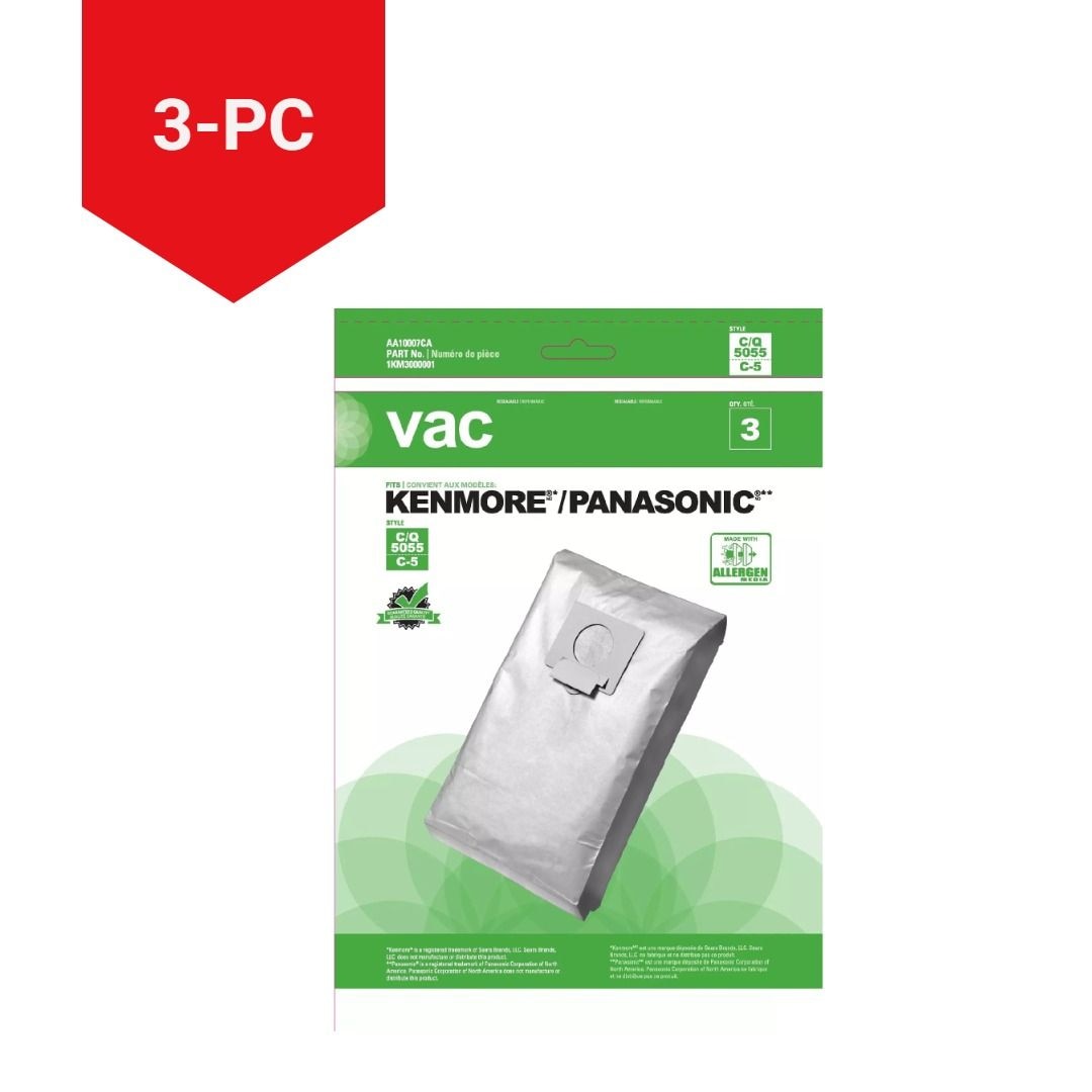 Kenmore 5055 & Panasonic C5 Replacement Vacuum Cleaner Bags, 3-pk