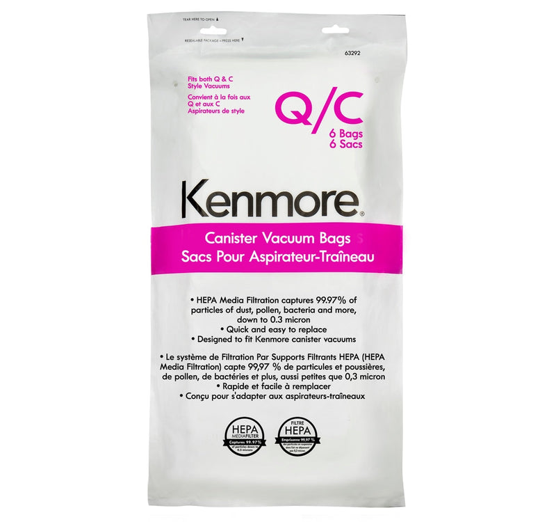Kenmore Genuine HEPA Canister Vacuum Cleaner Bags, 6-pk J8