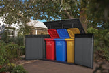Keter Cortina Mega Horizontal 2-Door Resin Outdoor Storage Shed with Built-In Ventilation & Open Roof/Lid, Grey, 533-Gal