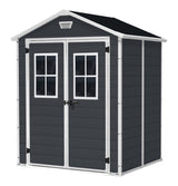 Keter Manor Resin Outdoor Storage Shed with Fixed Window, Grey, 6-ft x 5-ft