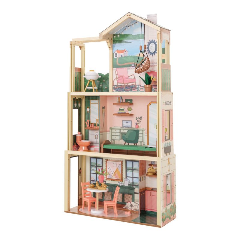 KidKraft Three Story Collapsible Click N Play Wooden Dollhouse for Ages 4+ R0