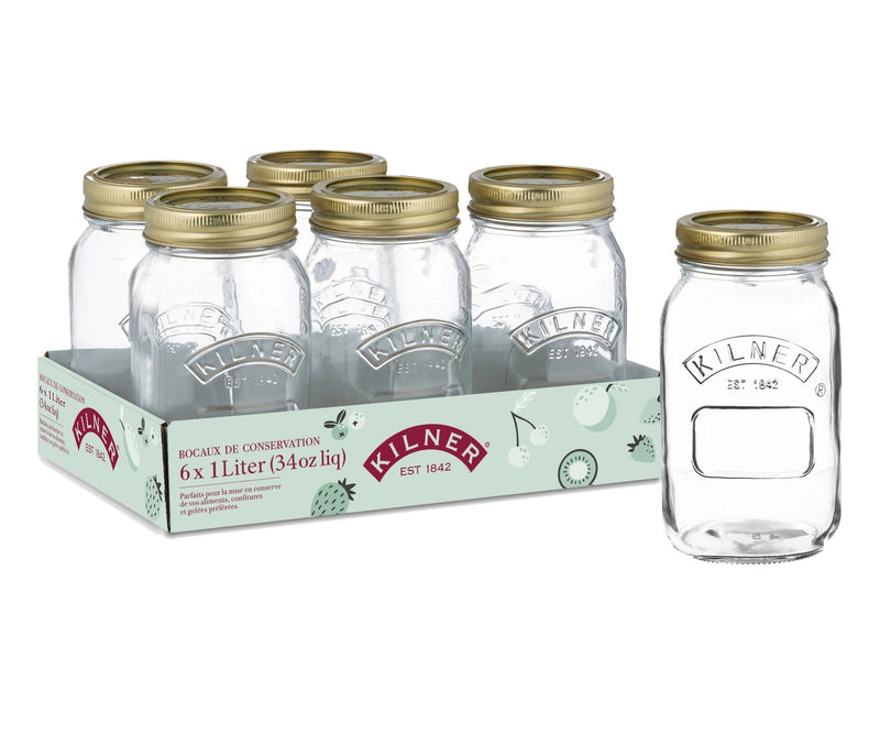 Kilner Mason Regular Mouth Jar, 1-L, 6 Count T1