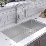 Kindred Brookmore Undermount Single Bowl Off Set Waste Kitchen Sink, 32.5-in x 18.1-in x 9-in, Stainless Steel