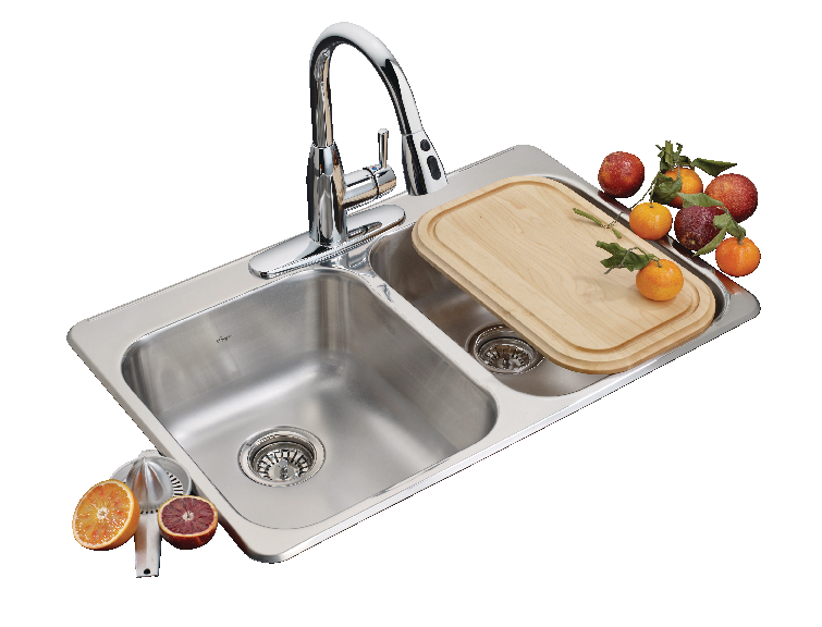 Kindred Reginox Drop In Double Bowl 3-Hole Kitchen Sink, 31.25-in LR x 20.5-in FB, Stainless Steel J7