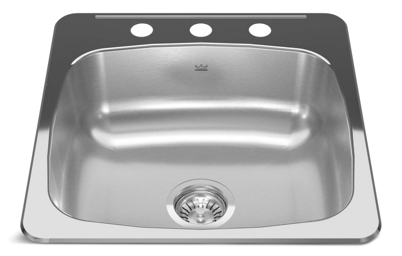 Kindred Reginox Drop In Single Bowl 3-Hole Kitchen Sink, 20.13-in x 20.56-in, Stainless Steel X4