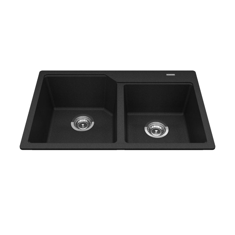 Kindred Urban Drop In Granite Double Bowl Kitchen Sink, 30.69-in x 19.69-in x 8.63-in, Onyx J7