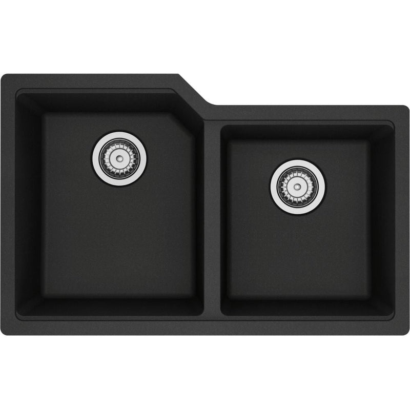 Kindred Urban Undermount Granite Double Bowl Kitchen Sink, 30.69-in x 19.69-in x 8.63-in, Onyx H0