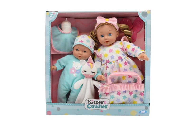 Kisses & Cuddles Soft Body Baby Doll Gift Set with 12-in and 16-in Dolls K8