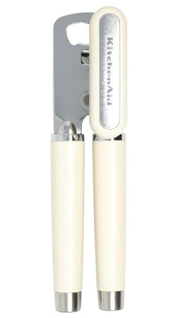 KitchenAid Gourmet Hard Handle Stainless Steel Can Opener, Black, Almond Cream O6