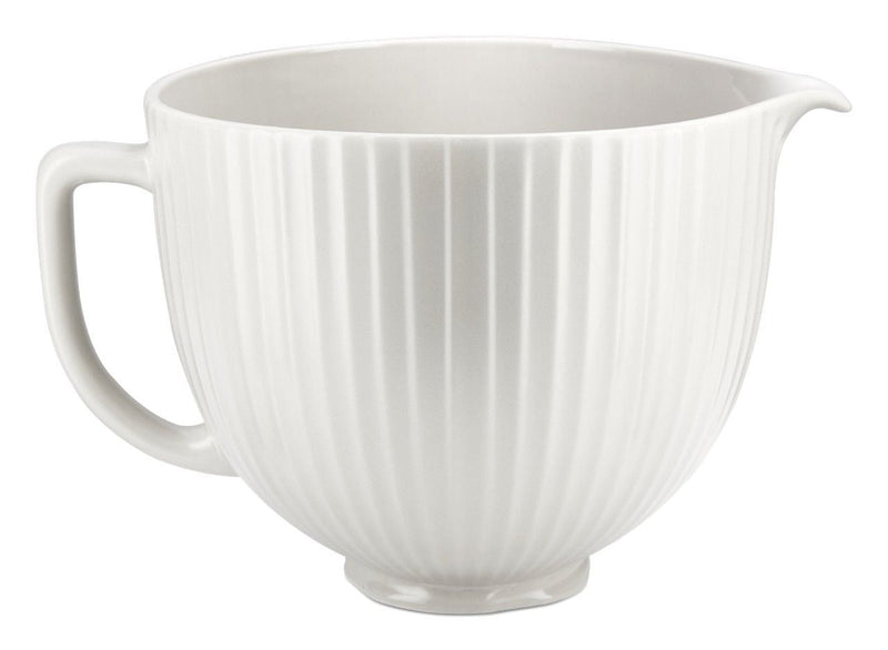 KITCHENAID Microwave Safe Ceramic Bowl with Columns, White T1