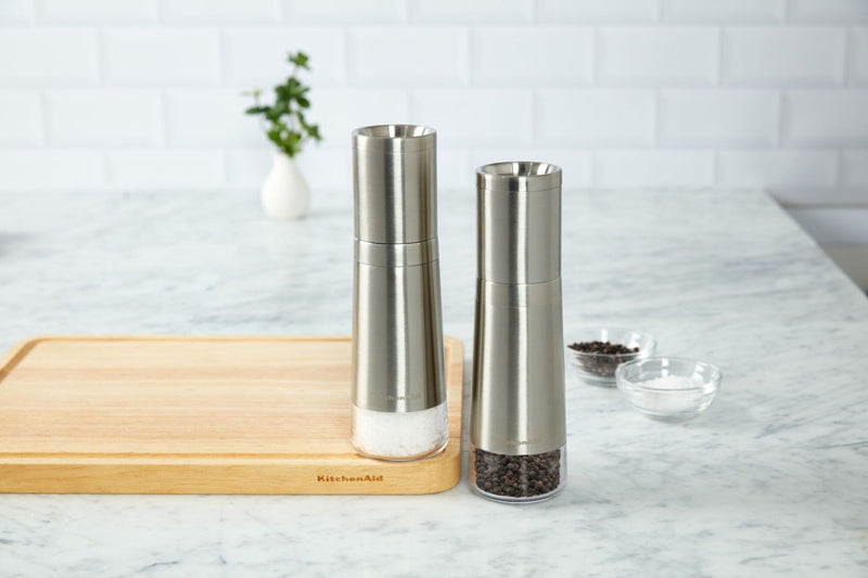 KitchenAid Stainless Steel Salt & Pepper Grinder Set, 8-in, Pre-Filled V3