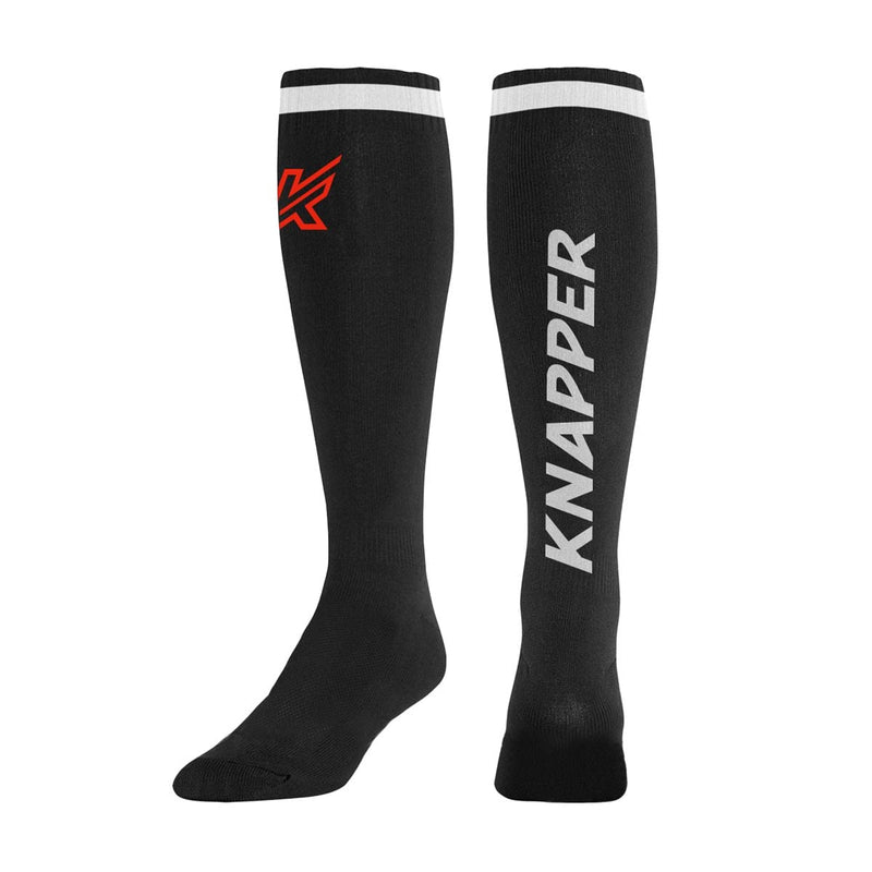 Knapper Above-the-Knee Long Dek Hockey Socks, Black, Assorted Sizes F3