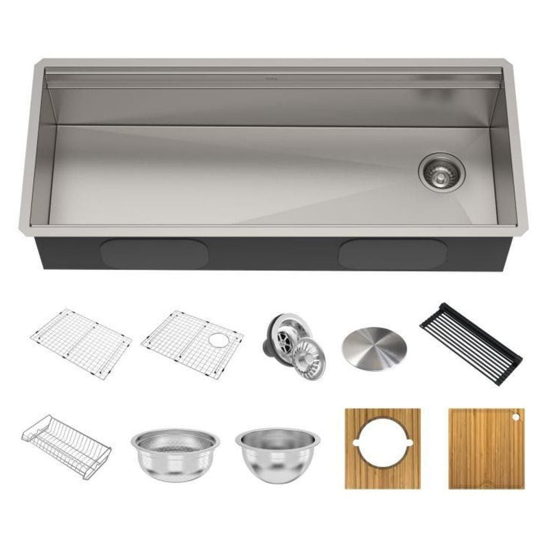 Kraus Kore 2-Tier Workstation Undermount 16-Gauge Single Bowl Kitchen Sink with 10 Accessories, 45-in M3