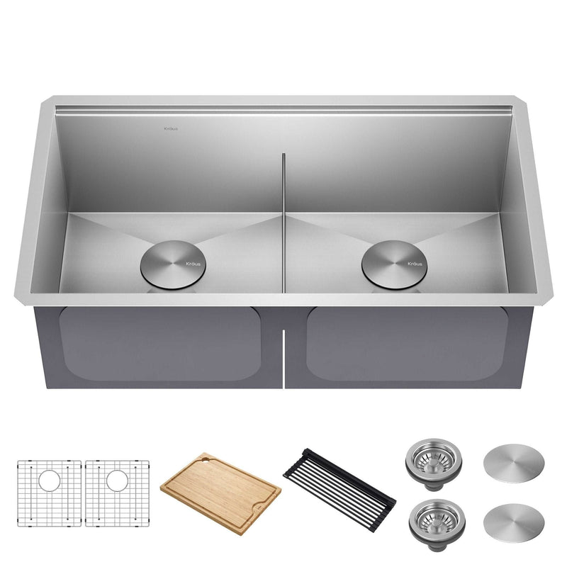 Kraus Kore Undermount Stainless Steel Single Bowl Kitchen Sink with Add-Ons, 33x19x11-in R3