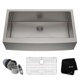 Kraus Standard PRO Apron Front Farmhouse Stainless Steel Single Bowl Kitchen Sink, 36x21x10-in