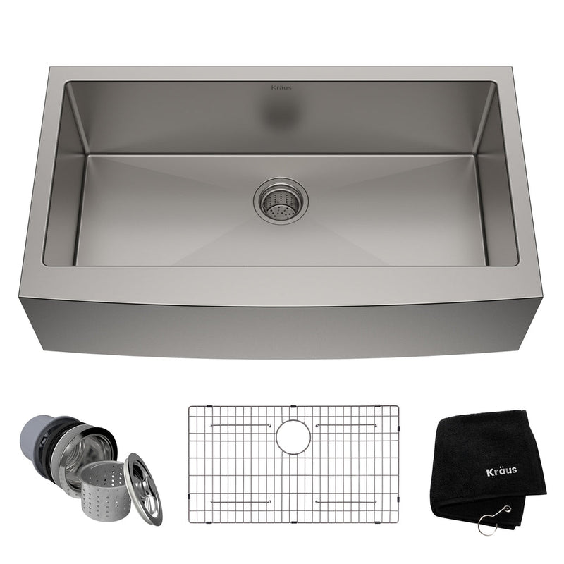 Kraus Standard PRO Apron Front Farmhouse Stainless Steel Single Bowl Kitchen Sink, 36x21x10-in A2