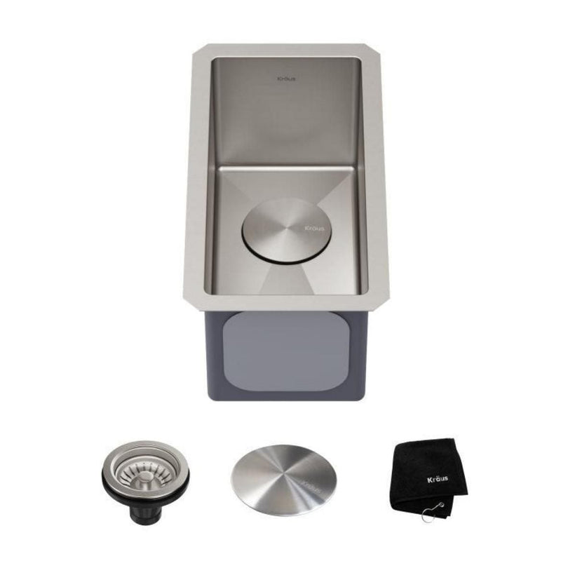 Kraus Standart PRO Undermount 16-Gauge Stainless Steel Single Bowl Bar Prep Kitchen Sink, 10-in Z7
