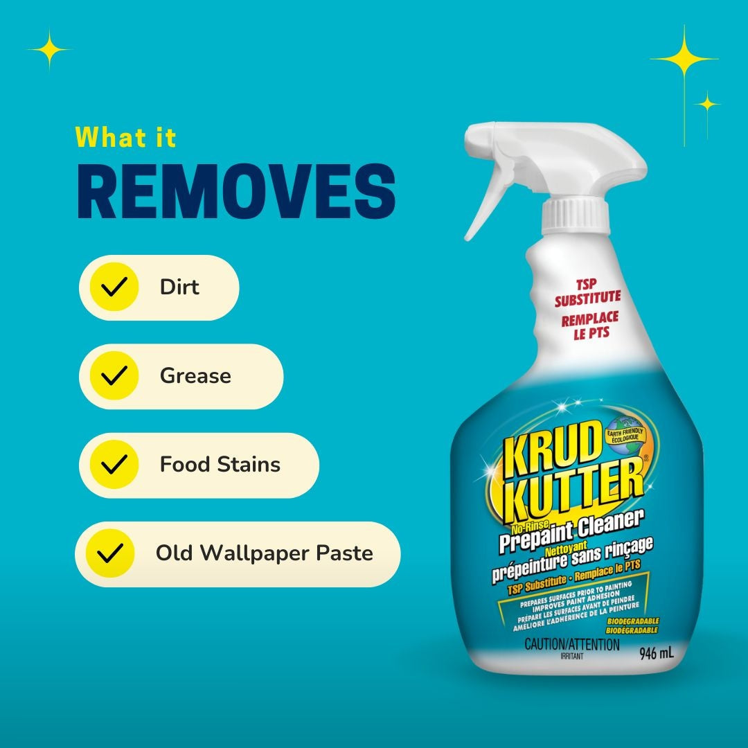 Krud Kutter Prepaint Cleaner, No-Rinse TSP Substitute, Cleans & Deglosses Surfaces 946-mL