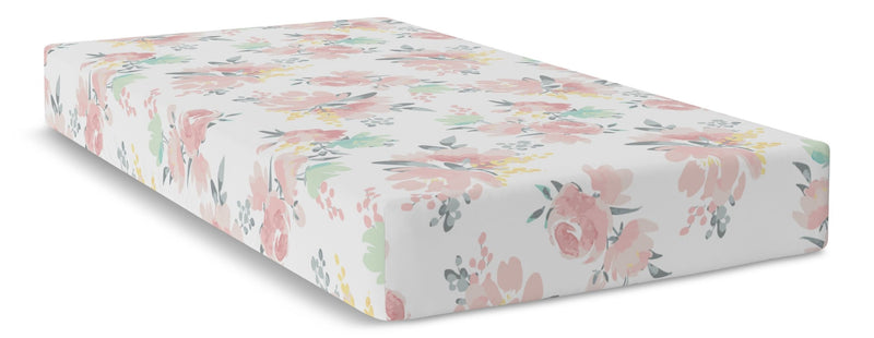 Kushies Fitted Percale Crib Sheet, Watercolour Blooms M5