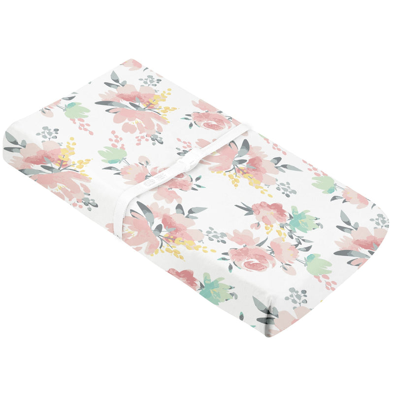 Kushies Percale Changing Pad Cover, Watercolour Blooms B1