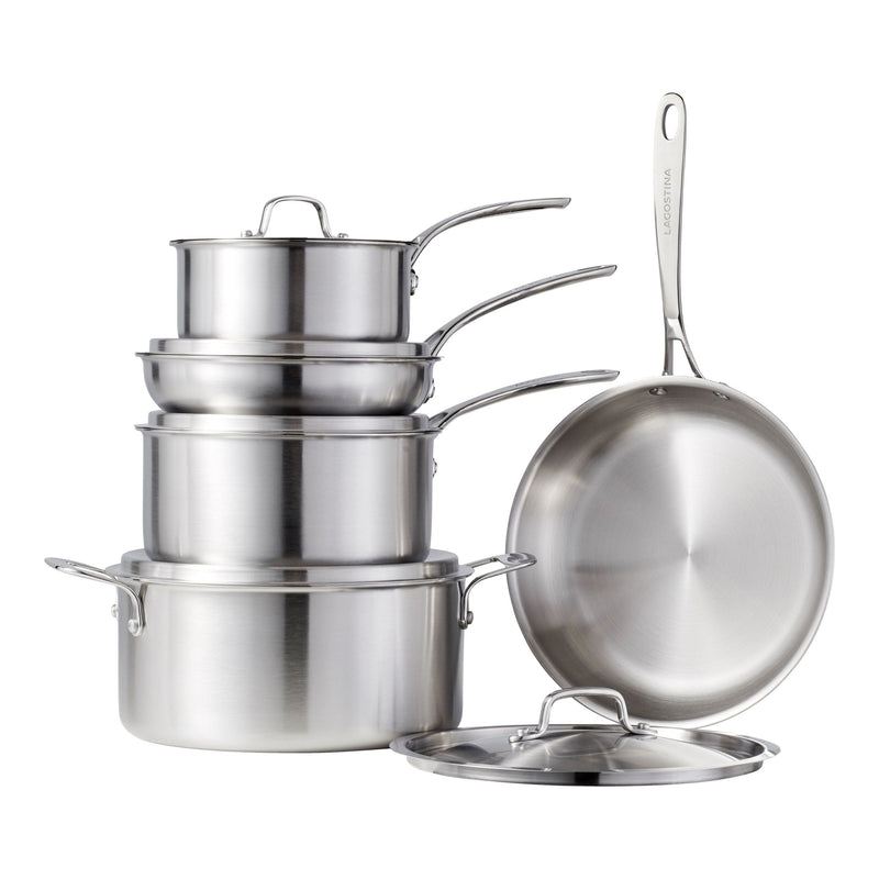 Lagostina 3-Ply Commercial Clad Cookware Set, 10-pc M5