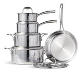 Lagostina 3-Ply Hammered Stainless Steel Cookware Set, 10-pc