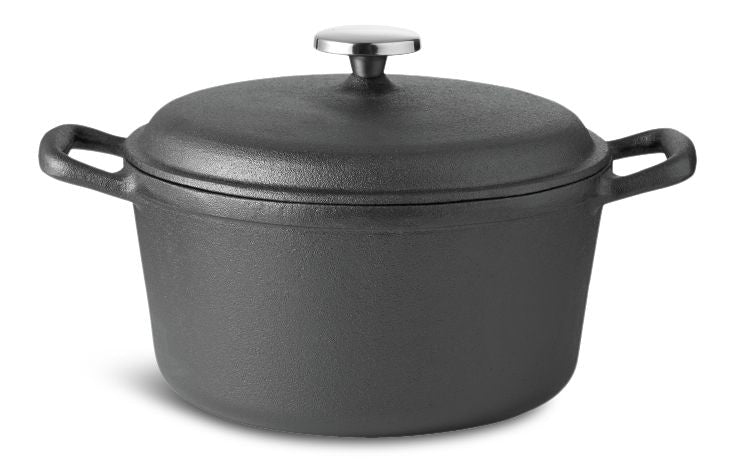 Lagostina Pre-Seasoned Casserole Dish, Cast Iron, Black, 6-qt G1