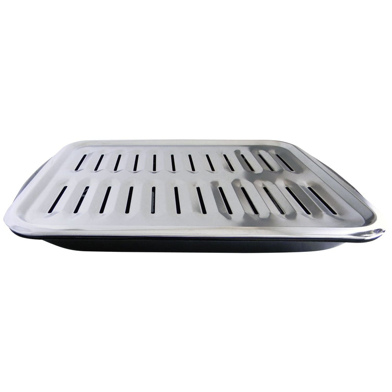 Laser 62250 2-in-1 Broiler Pan, Chrome/Porcelain, Dishwasher Safe, Black, 16 x 12.75 x 1.75-in Q1
