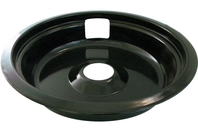 Laser 62490 Universal Porcelain Stove Deep-Draw Drip Pan with Trim Ring, Black, 8-in O3
