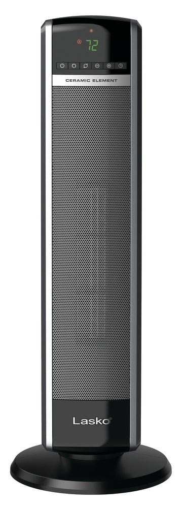 Lasko 1500W Digital Tower Ceramic Space Heater withRemote Control, 1500W, Black, 30-in X3