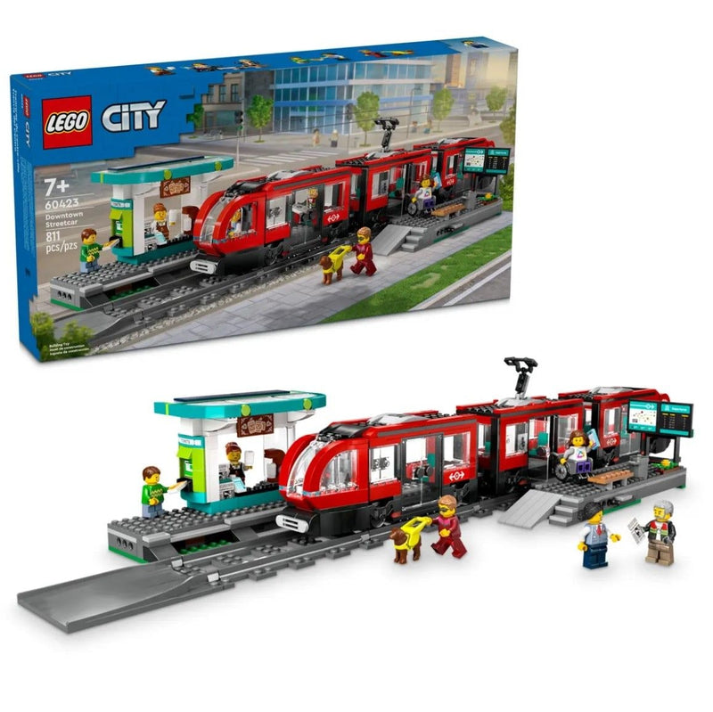 LEGO City Downtown Streetcar and Station Toy Train Set - 60423, 811-pcs, Ages 7+ R9