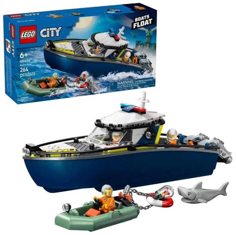 LEGO City Police Boat Chase - 60456, 264-pcs, Ages 6+ C6