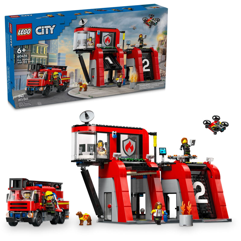 LEGO Fire Station with Fire Truck - 60414, 843-pcs, Ages 6+ W7