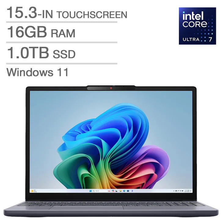 Lenovo IdeaPad Slim 3i Copilot+ PC 15.3-in. Touchscreen Laptop, Intel Core Ultra 7 355 - 16GB RAM, 1TB SSD O6