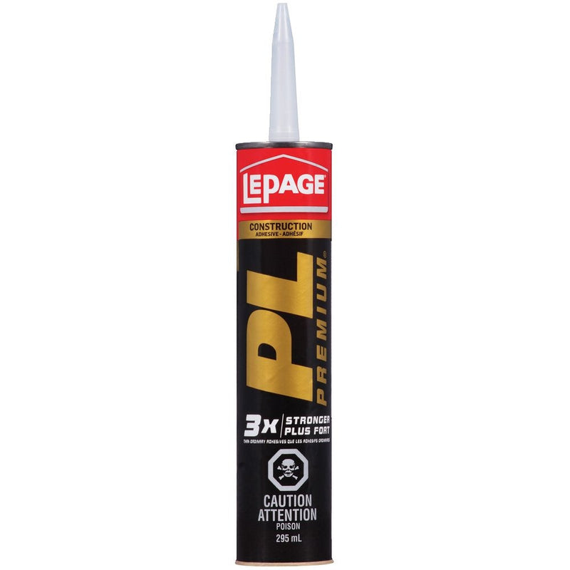LePage PL Premium Construction Adhesive Glue, Indoor/Outdoor, Weather & Waterproof, 295-mL F5
