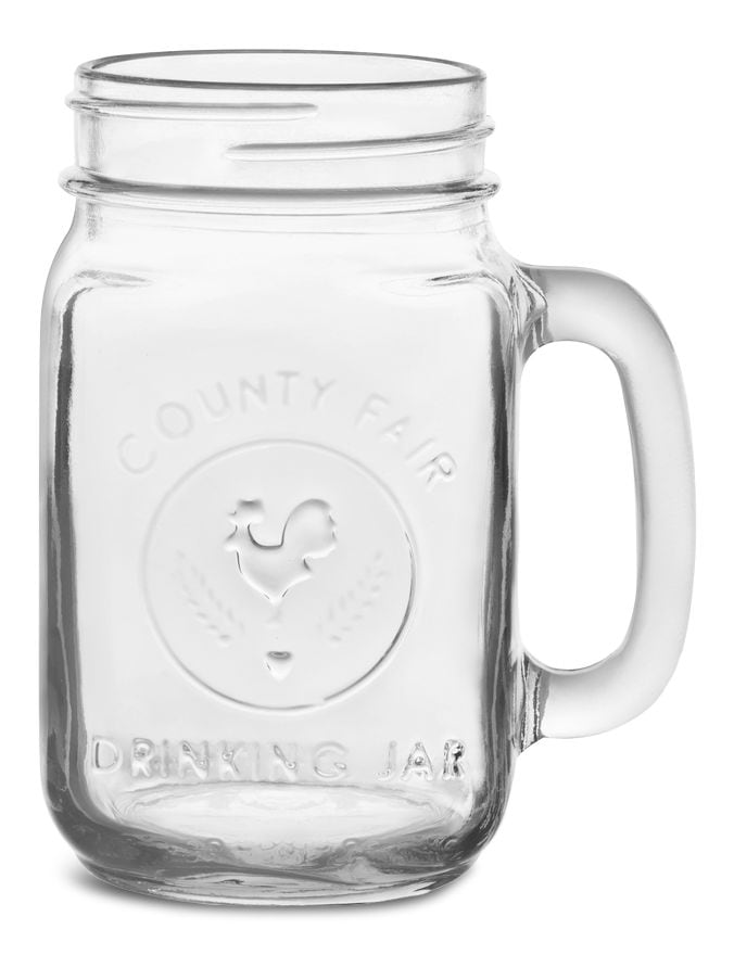 Libbey Glass Drinking Mason Jar, 16.5-oz, with Handle, Dishwasher Safe Q0
