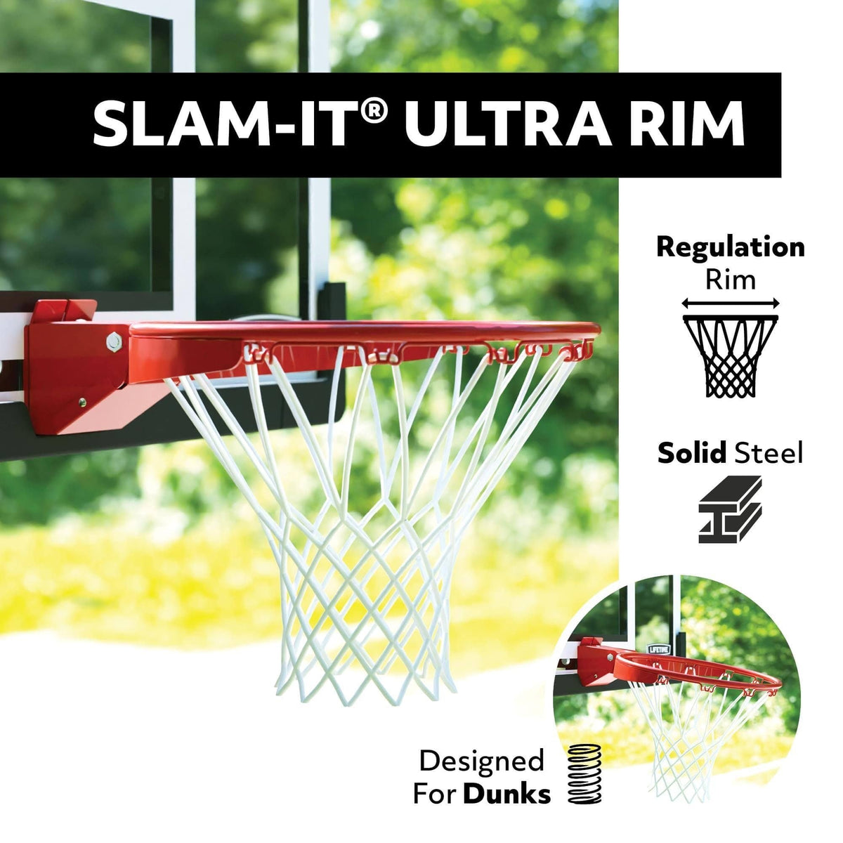 Lifetime In-Ground Crank Adjust Bolt Down Outdoor Basketball Hoop, 50-in