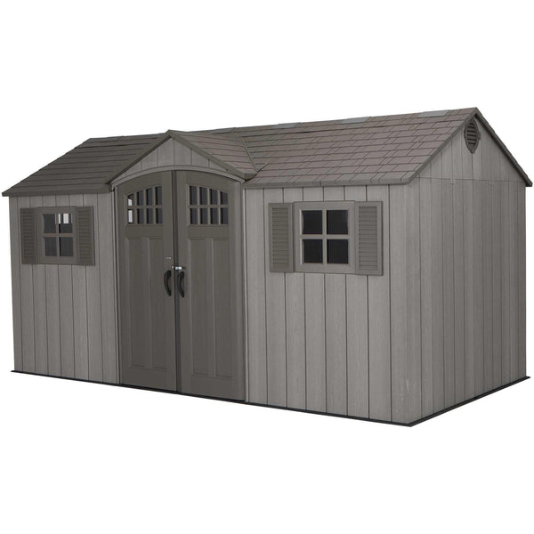 Lifetime Outdoor Storage Shed with Dual Side Entry, Dark Grey Roughcut, 15 x 8-ft E2