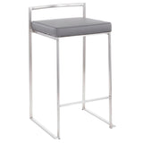 Lumisource Fuji Stacker Fixed-Height Counter Stool, Grey, 26-in, 2-pc