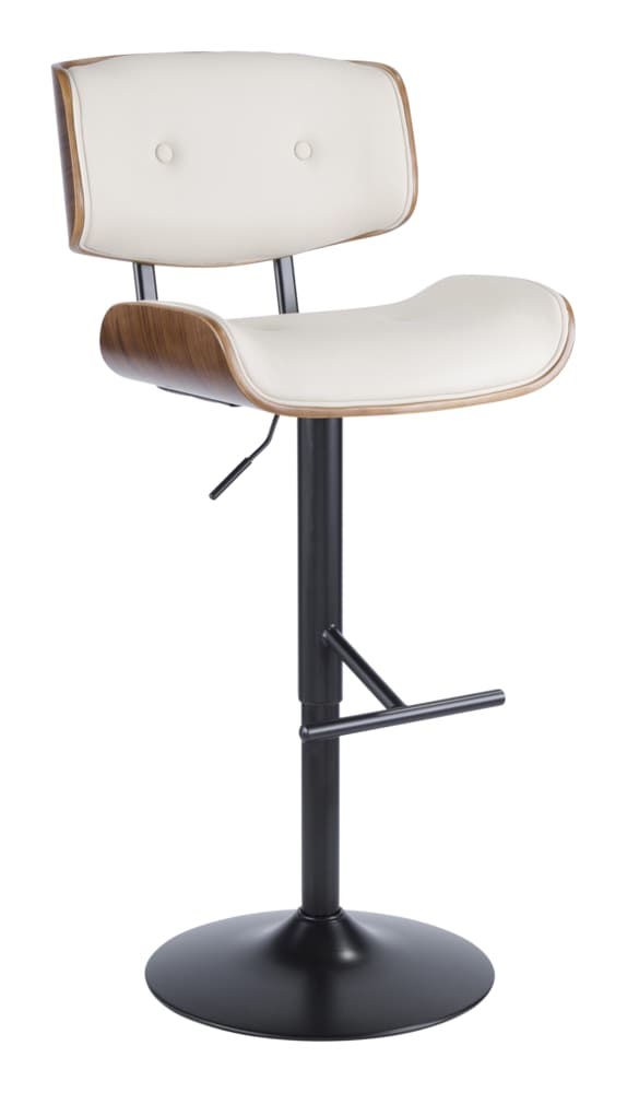 LumiSource Lombardi PU Leather Swivel Counter/Bar Stool Adjustable Height, Walnut/Cream Q3
