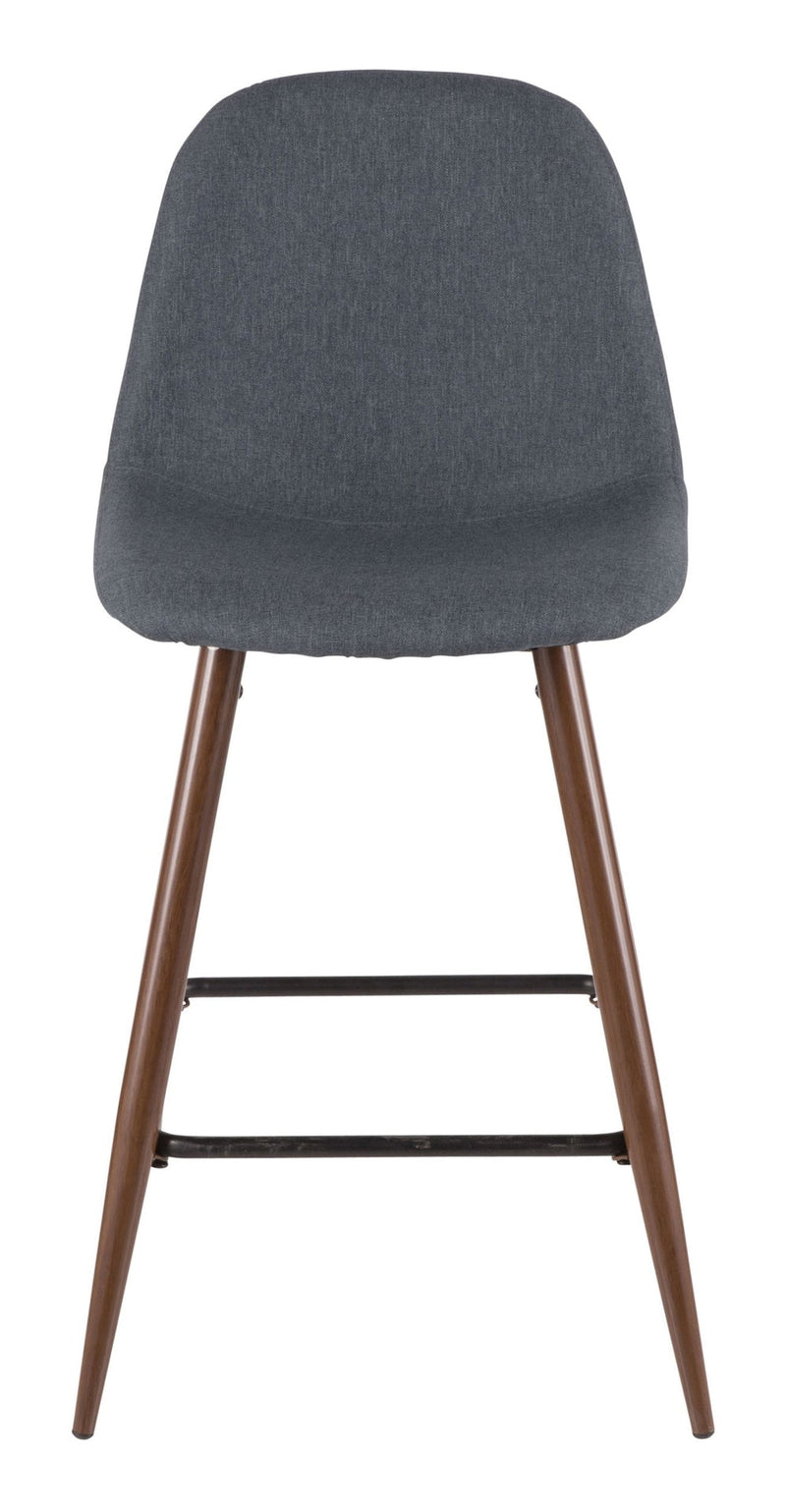 LumiSource Pebble Armless Upholstered Counter/Bar Stool (2-Piece Set), Walnut/Blue R6