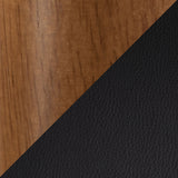 LumiSource Saddle Wood & PU Leather Seat Counter/Bar Stools (2-Piece Set), Walnut/Black